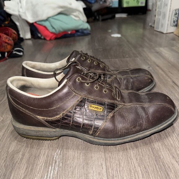 FootJoy Other - Footjoy Dryjoys Brown Optiflex Leather Golf Shoes Men Size 11.5 M 53622 Croc